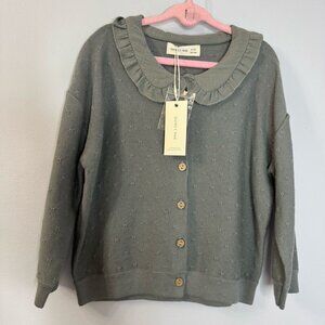 Quincy Mae Ruffle Collar Cardigan Grey  Size: 4-5 Year  New with tag